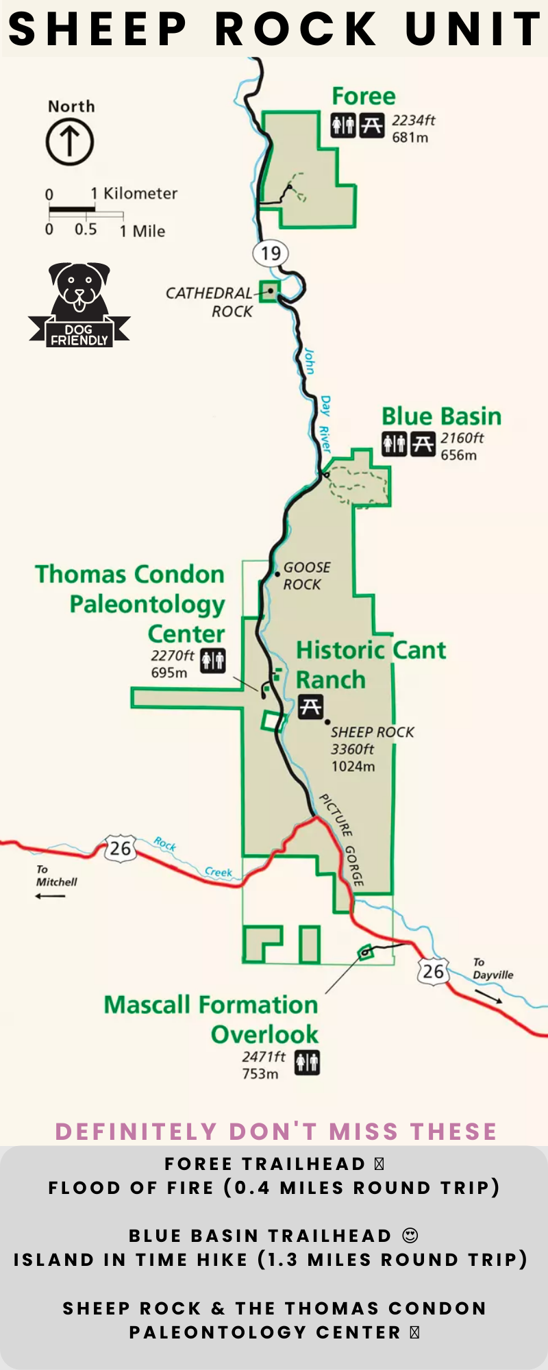 Sheep Rock map - John Day Fossil Beds National Monument