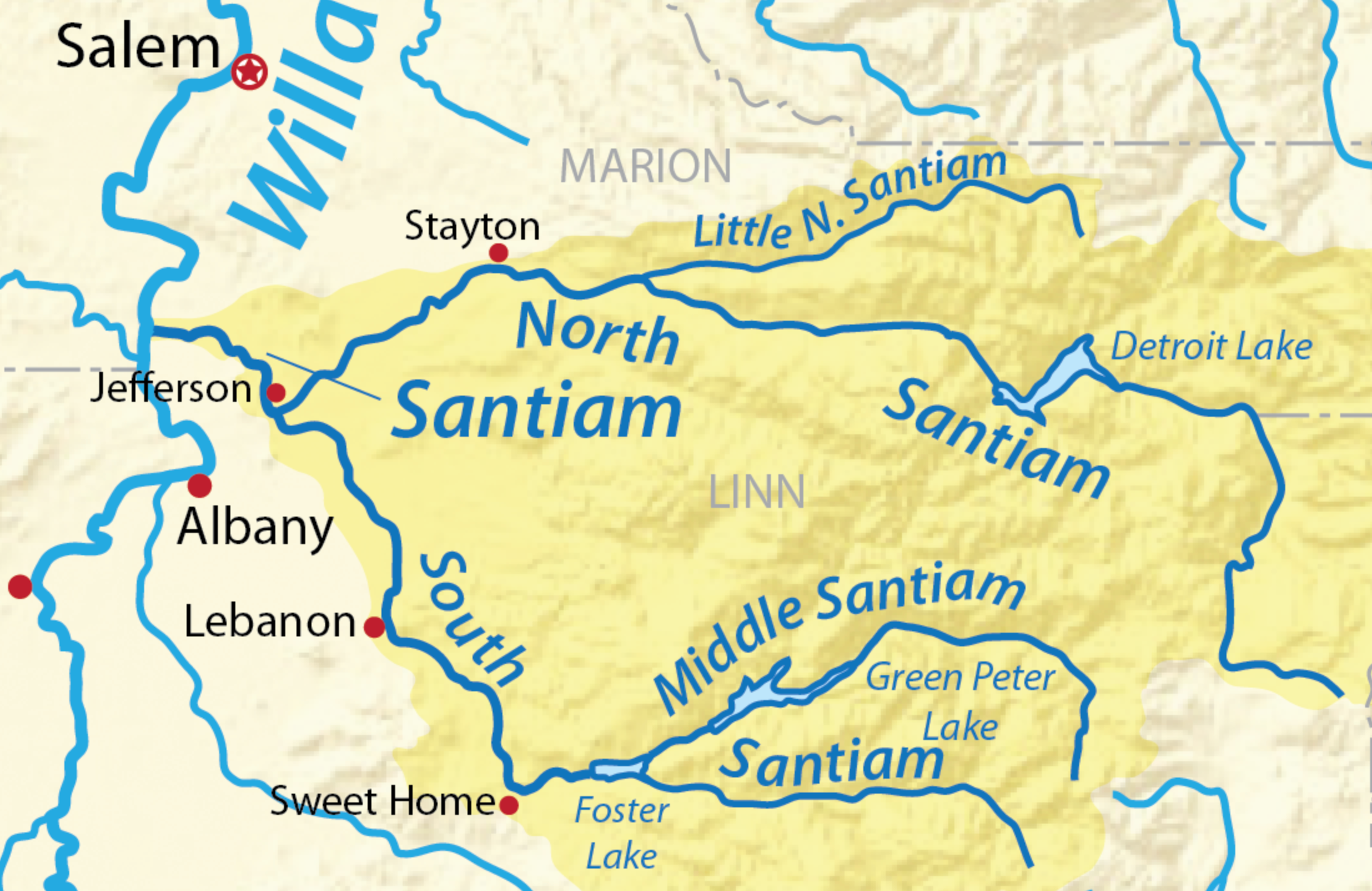  Santiam River Fishing Map