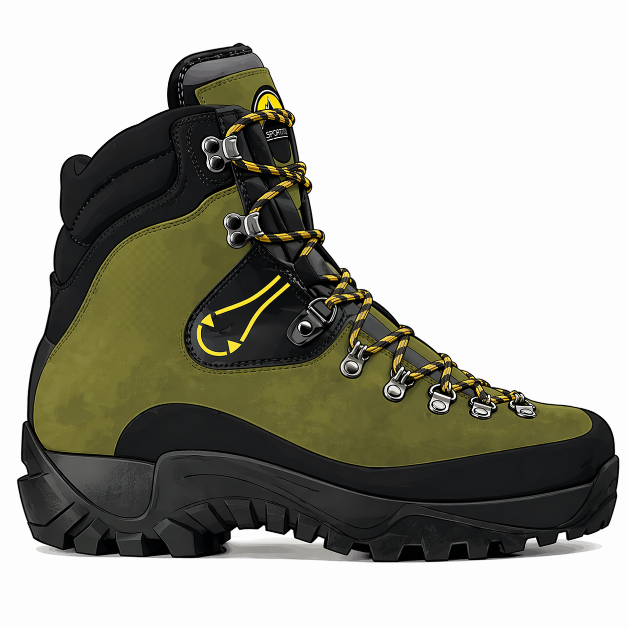 Rigid mountaineering boot with crampon-compatible sole