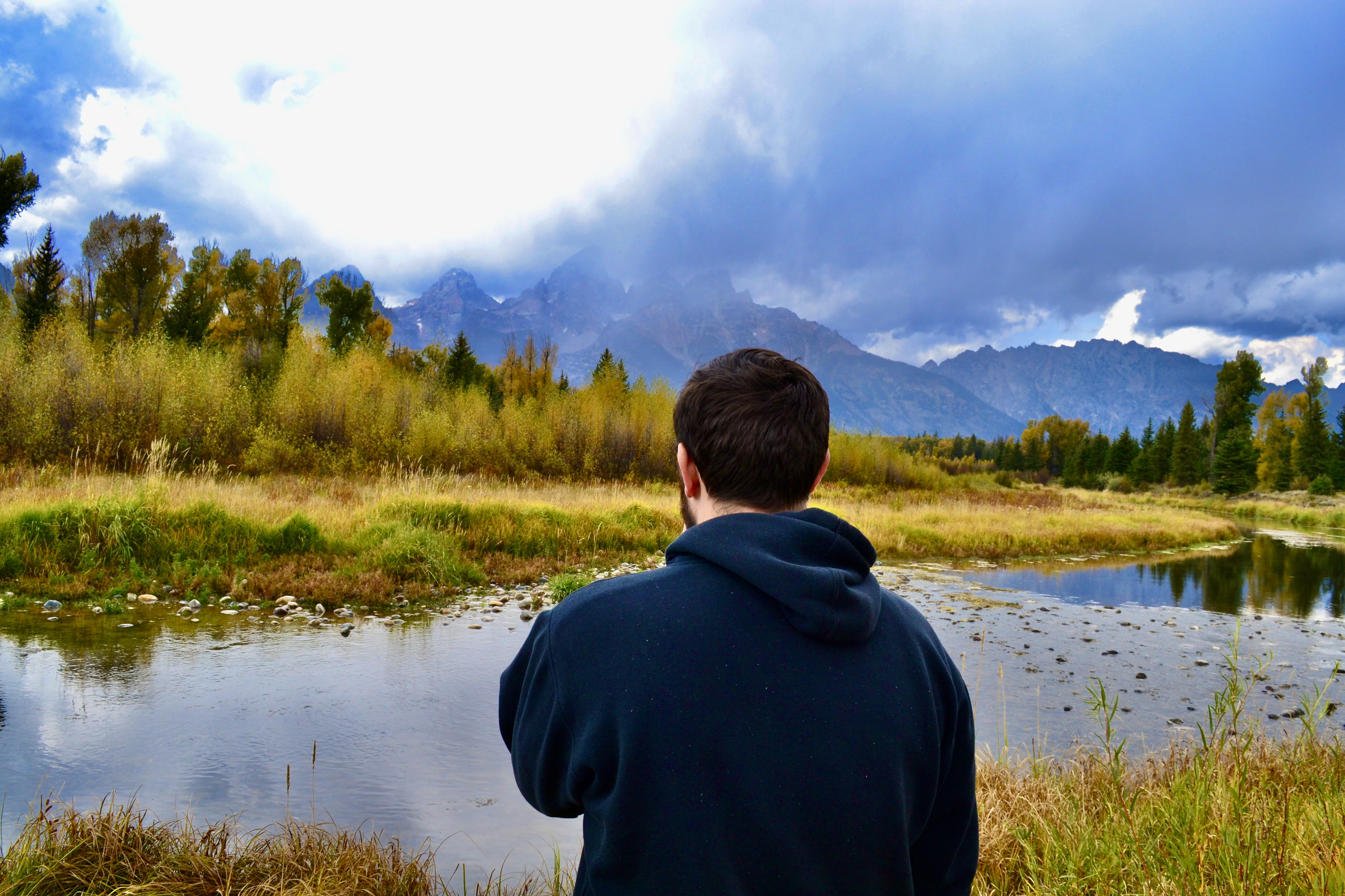 Will overlooking a wetland with the Cascades in the distance