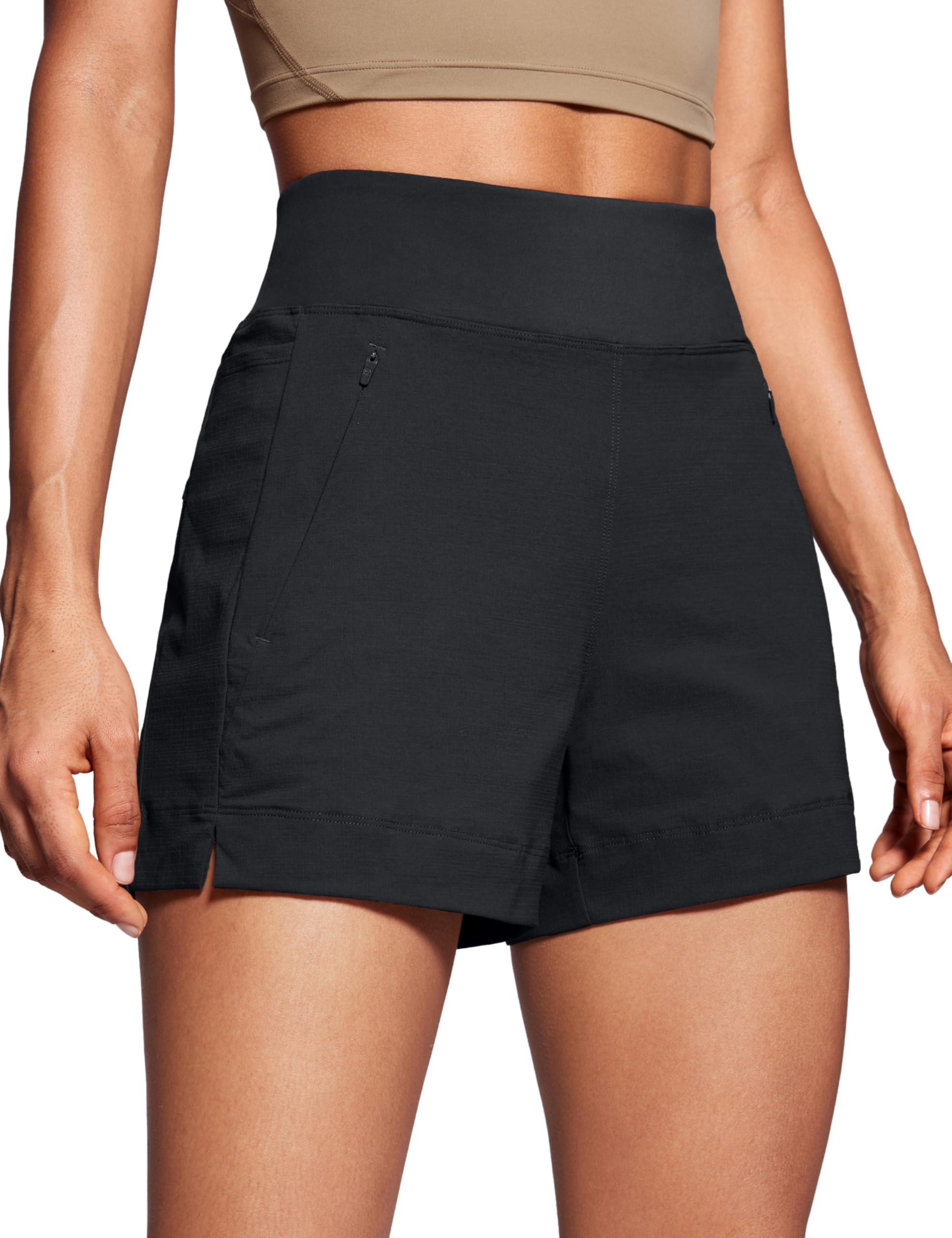 CRZ YOGA Women's Lightweight Mid Rise Hiking Shorts 4 inch