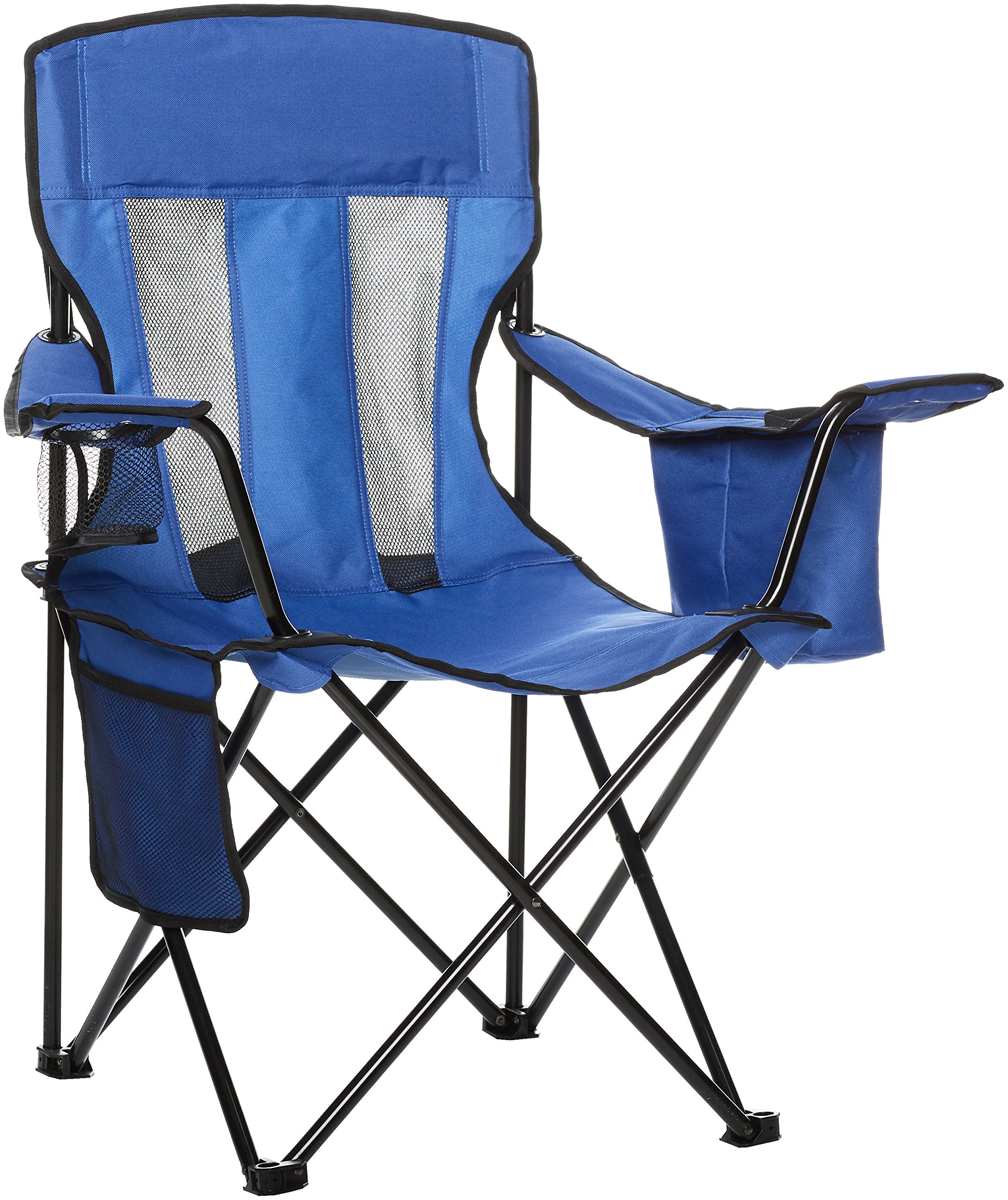 Amazon Basics camping chair set up at a campsite