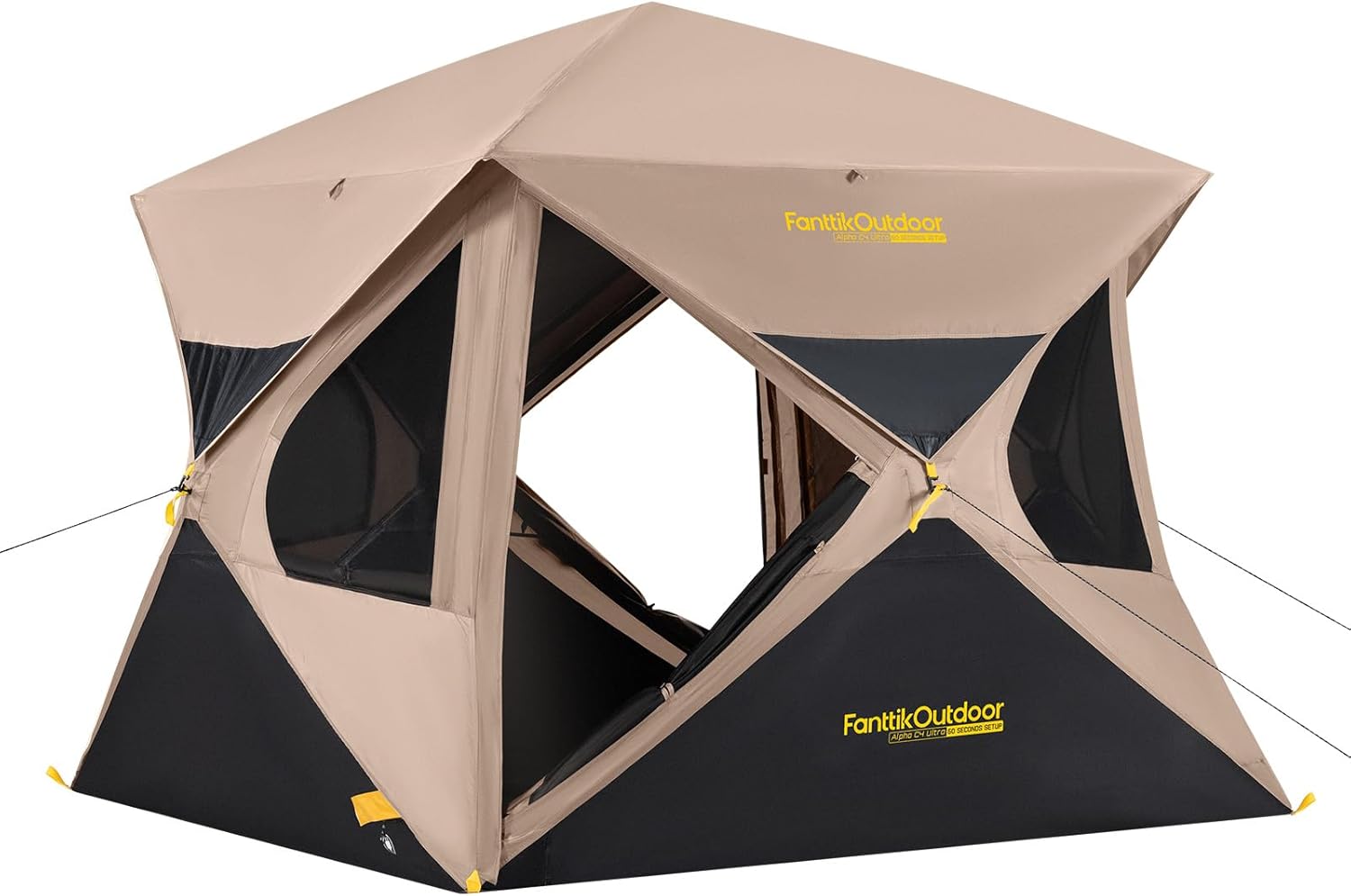 Alpha Camp C4 Ultra spring-loaded pop-up tent on a beach