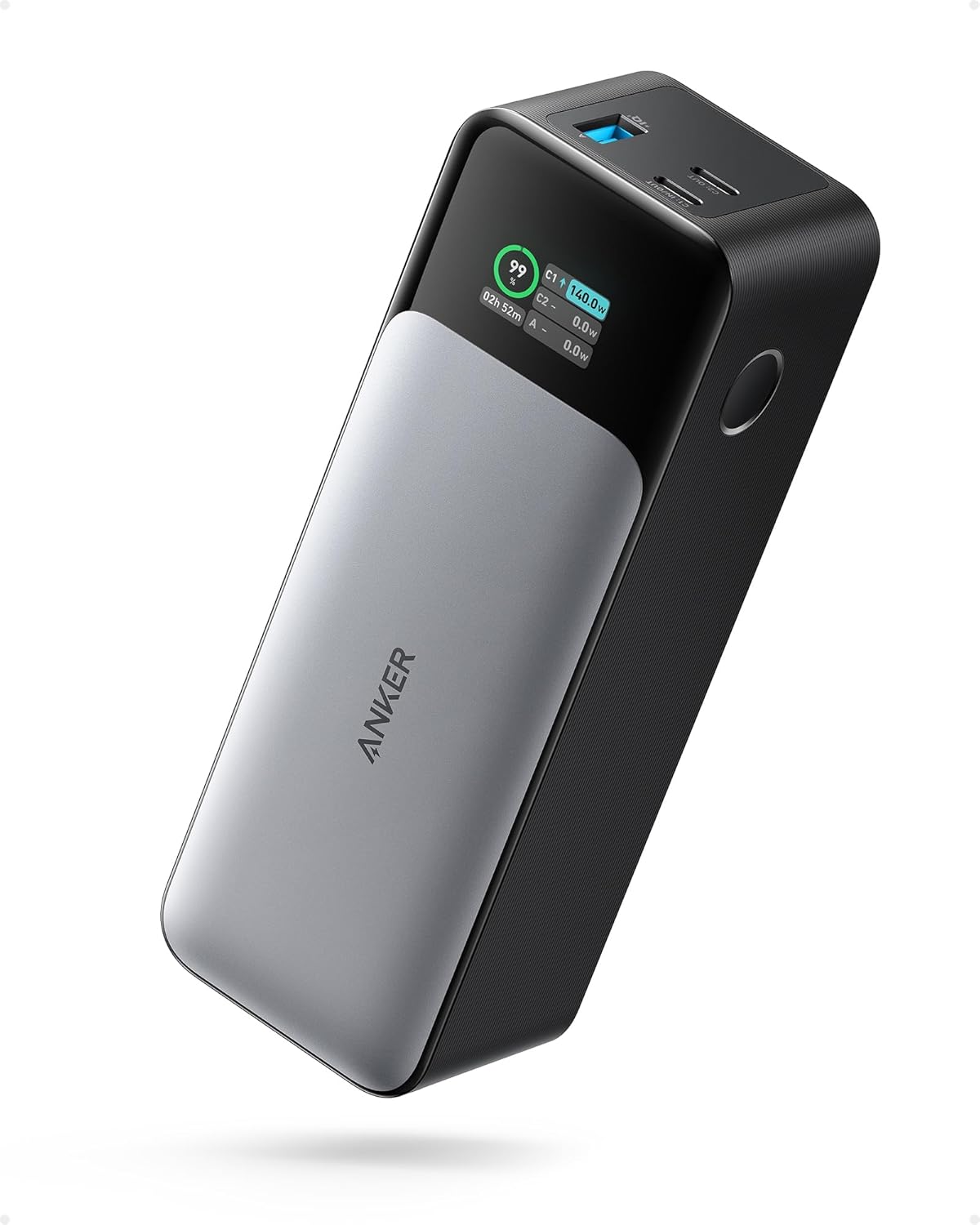 Anker 737 PowerCore 24K 140W power bank with OLED display at a basecamp setup