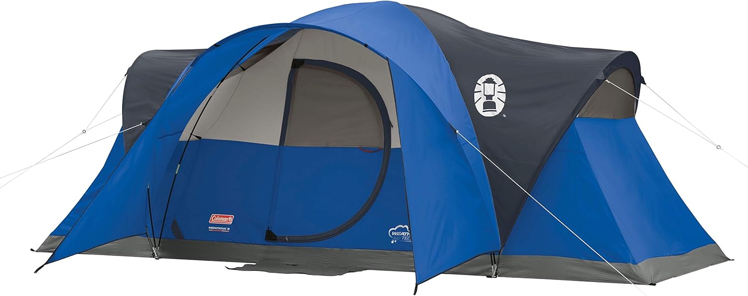 Coleman Montana cabin tent set up at a forested campground
