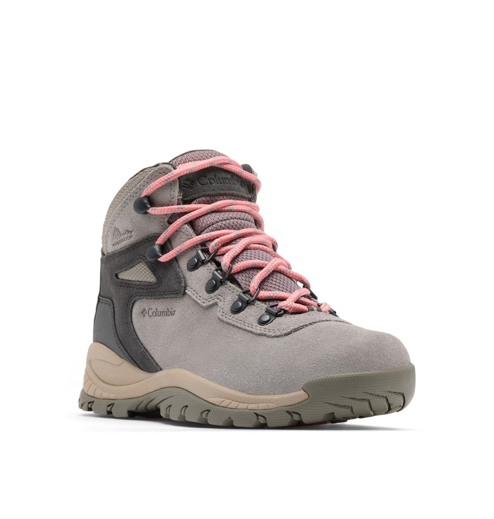 Columbia Women's Newton Ridge Plus Waterproof Amped, women's hiking boot, brown leather upper with teal mesh accents