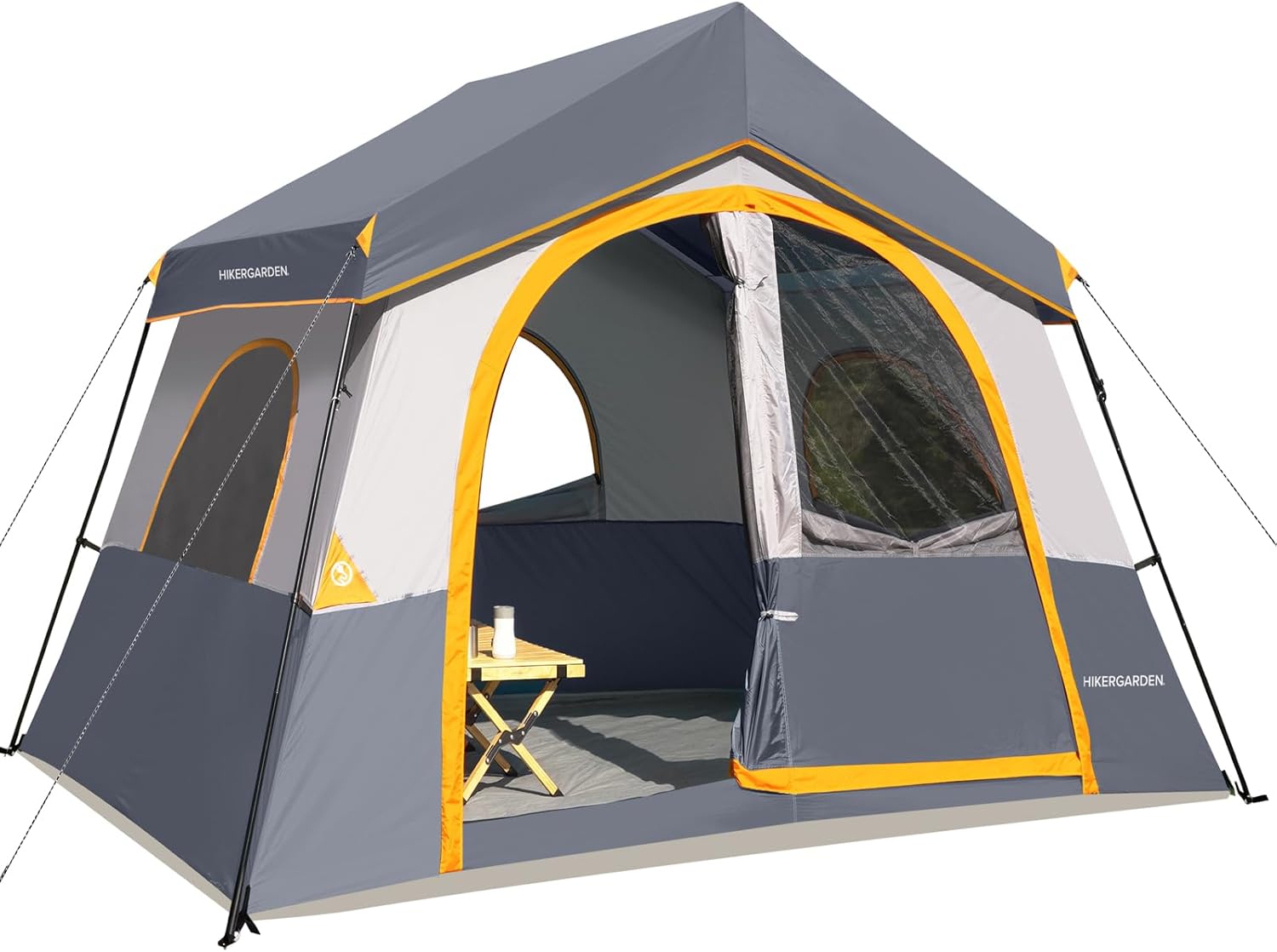 HIKERGARDEN 6 to 8 person family tent at a wooded campsite