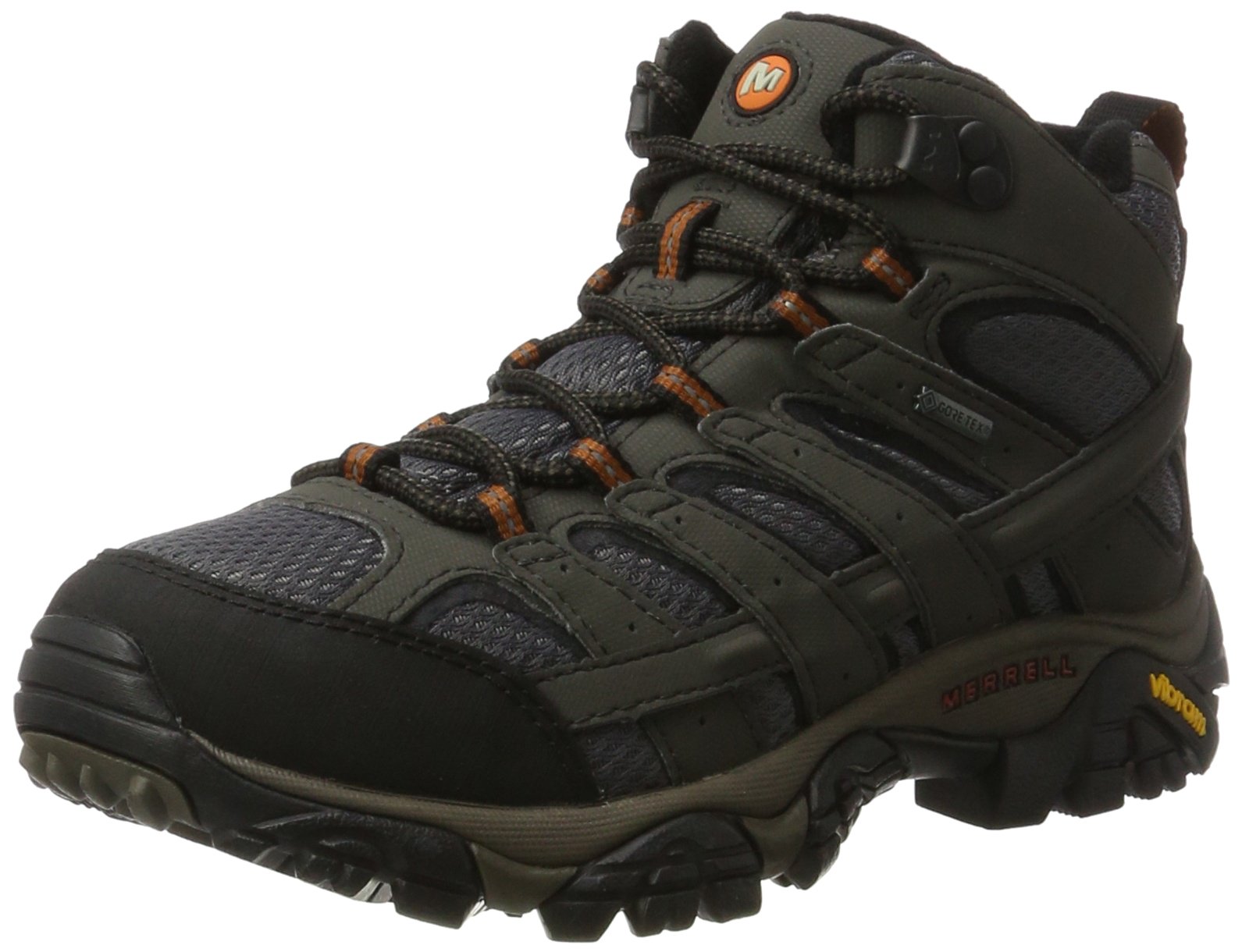 Merrell Women's Moab 2 Mid GTX Hiking Boot, women's hiking boot, gray and dusty blue suede upper with Vibram outsole
