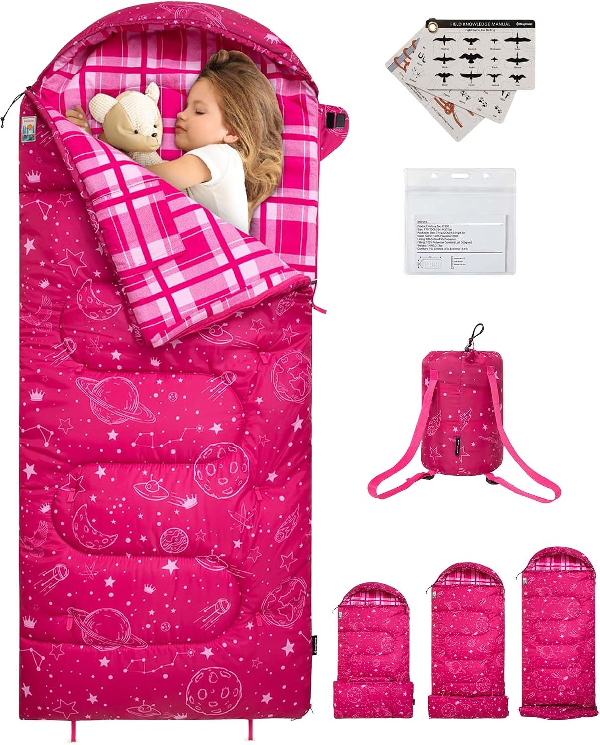 KingCamp 45 degree kids sleeping bag with a full flannel liner