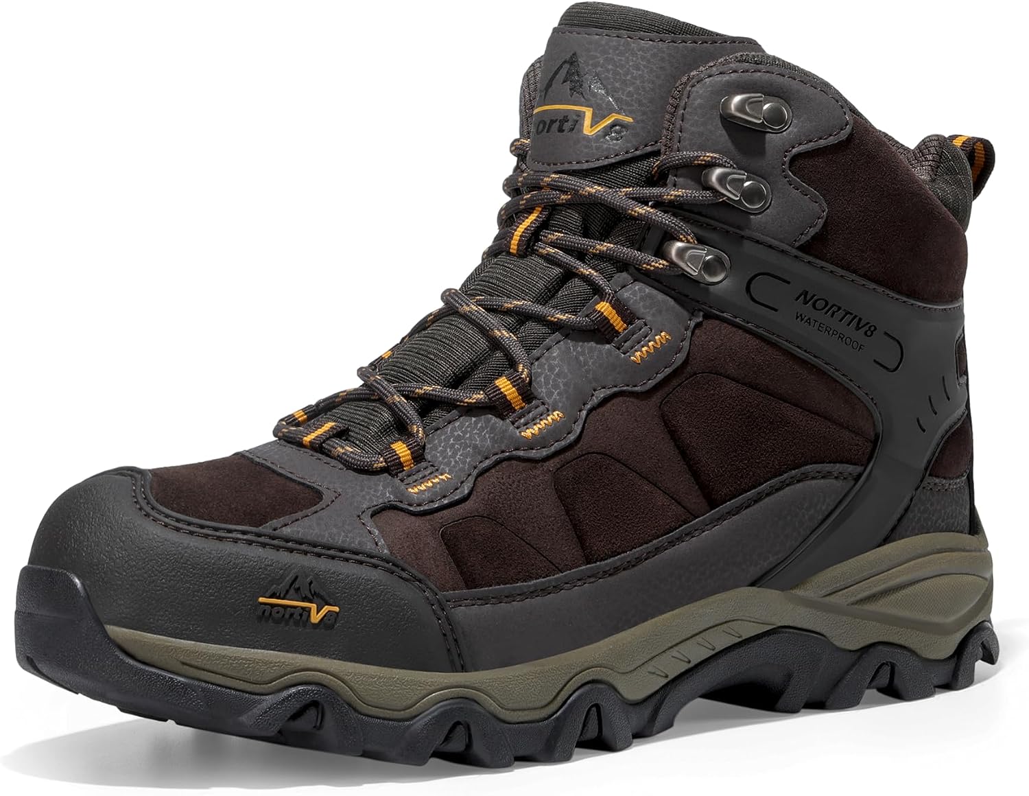 NORTIV 8 lightweight waterproof hiking boot in brown synthetic