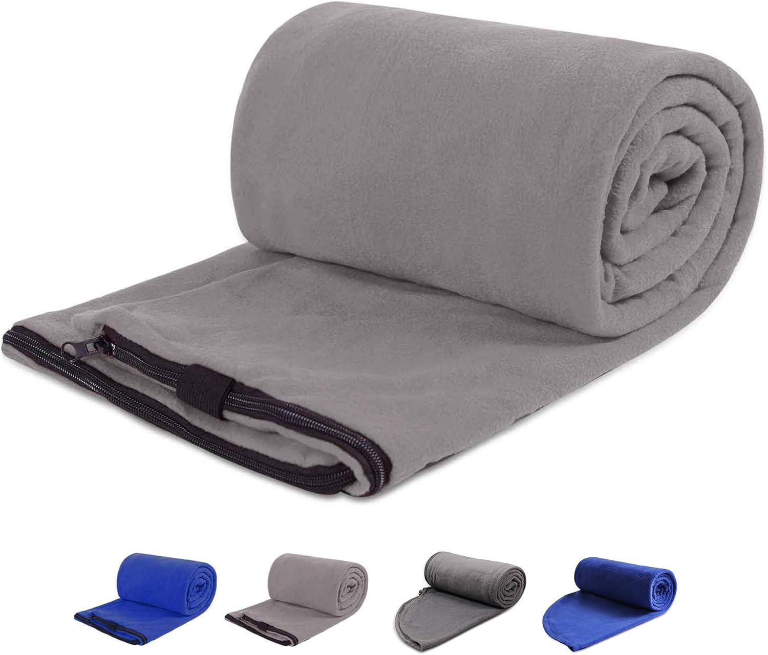REDCAMP grey fleece sleeping bag liner unrolled on a camp cot