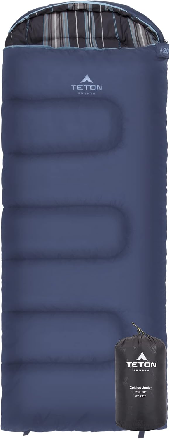 Teton Junior kids mummy sleeping bag rated for cold weather camping