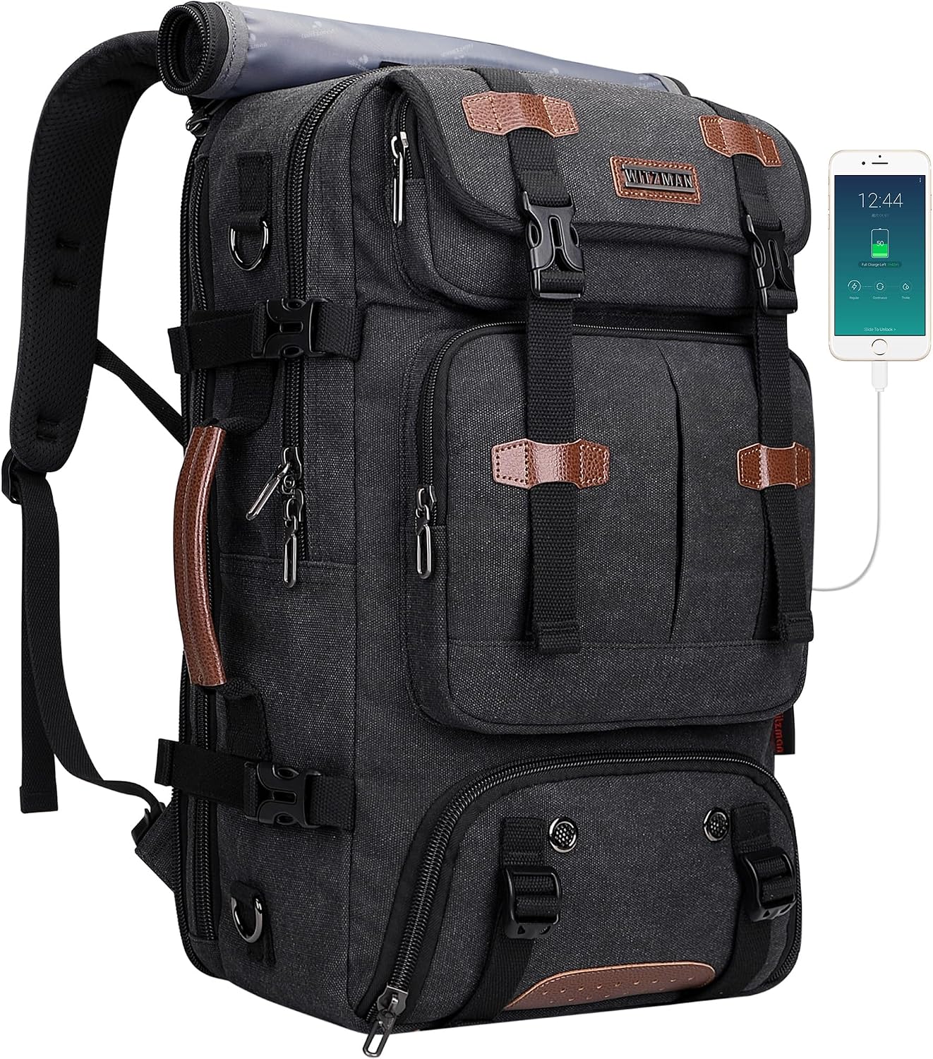 WITZMAN 45L convertible carry-on travel backpack